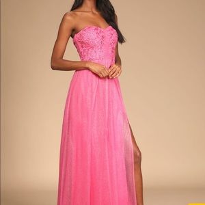 Pink, long dress with slit. Never worn.